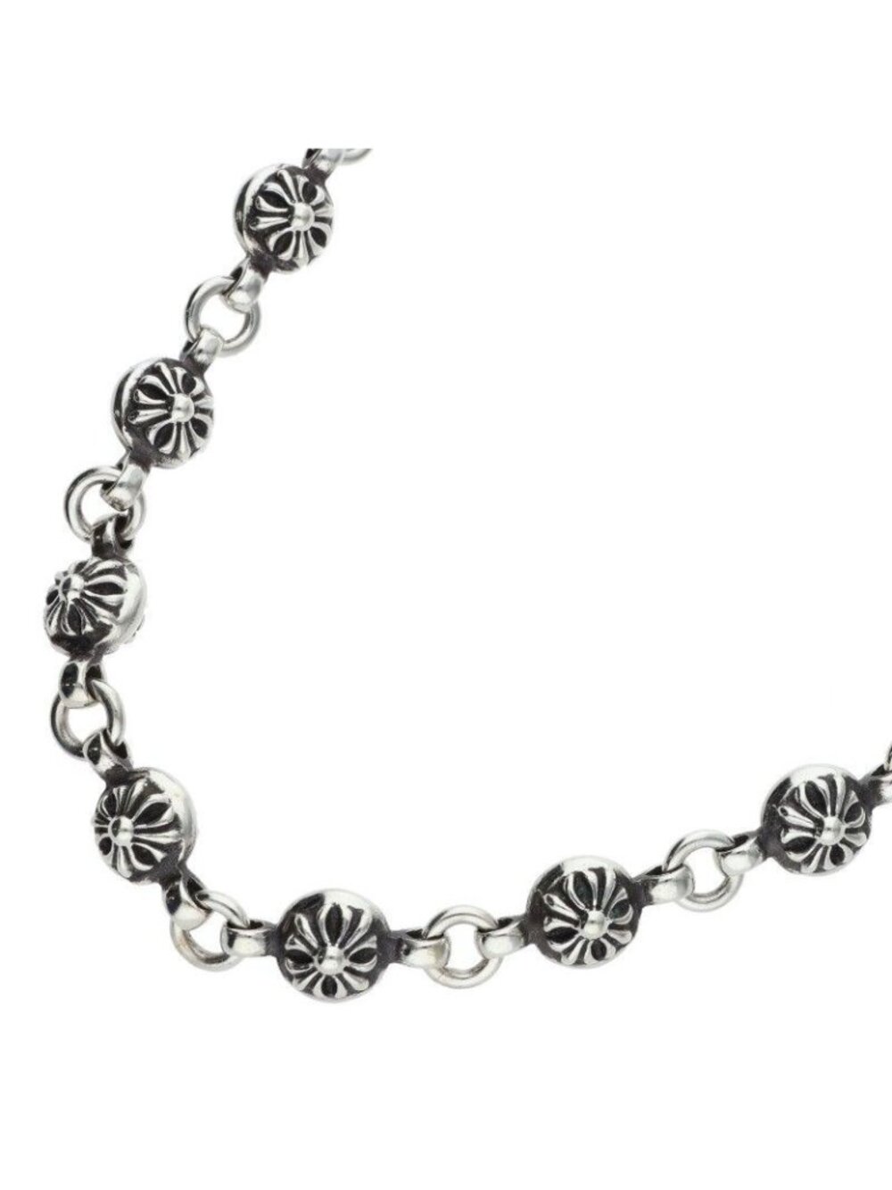 Chrome Hearts 1 Cross Ball Chain Silver Necklace
